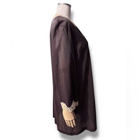 EMILIO PUCCI Brown Short Robe with Cream Lace Trim VINTAGE - Picture 2 of 9